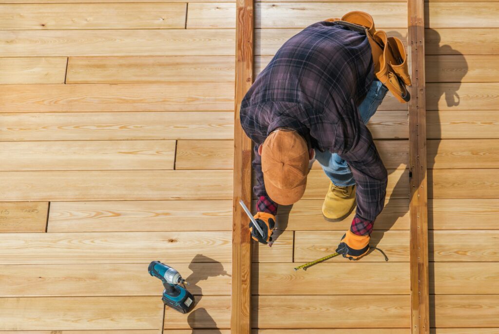 Men Building Wooden Deck